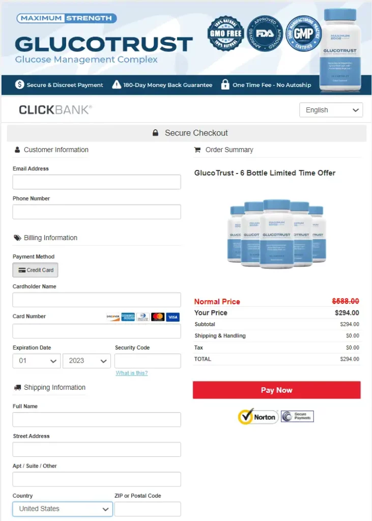 Glucotrust Order Form